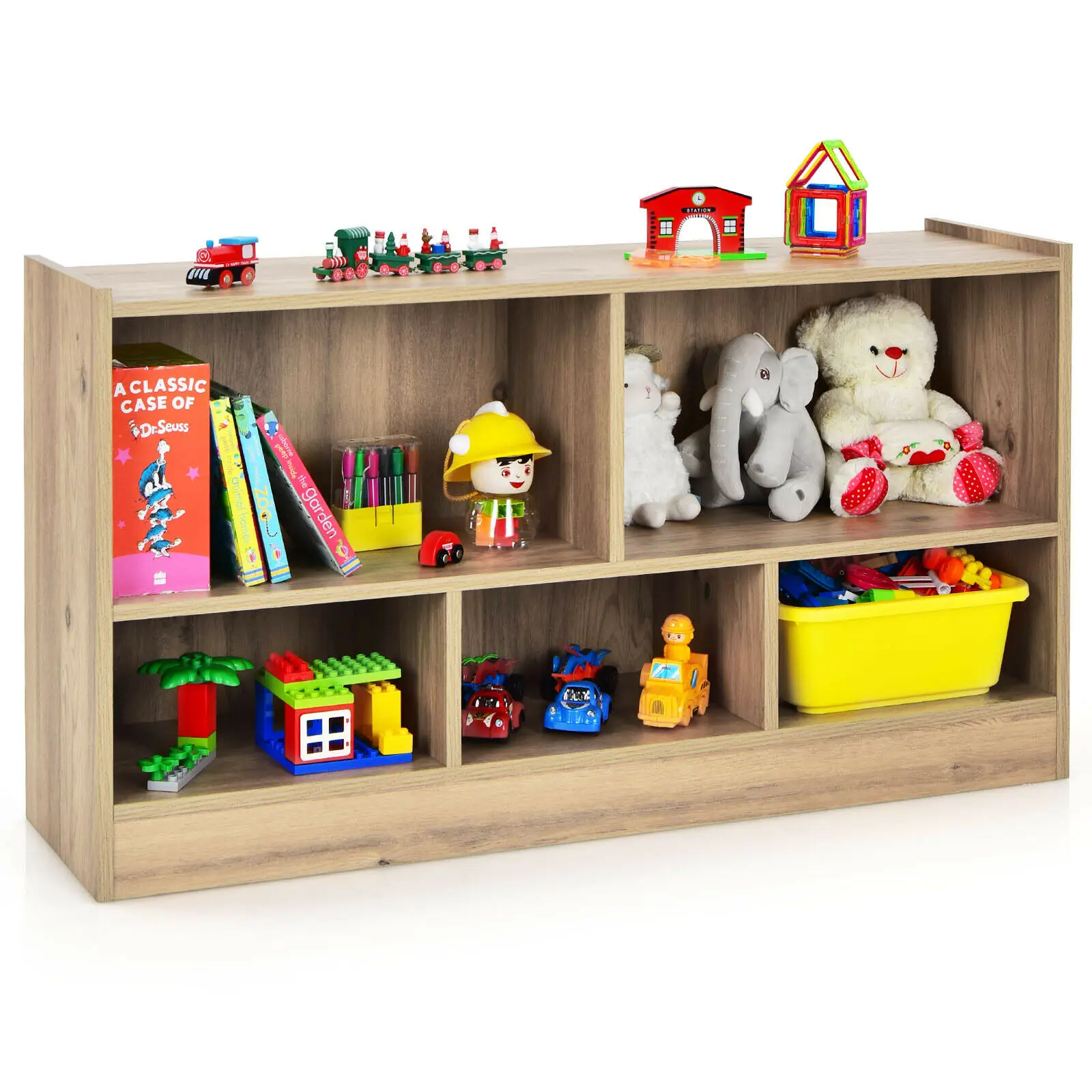 Wooden 5 Cube Chidren Storage Cabinet Bookcase Toy Storage Kids Rooms Classroom