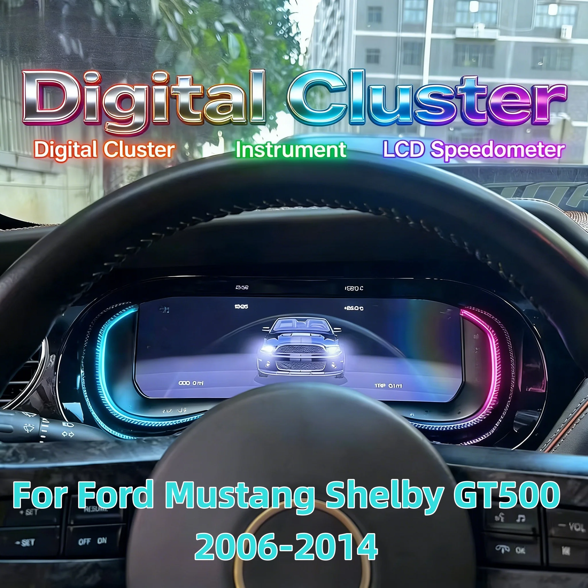 Digital Cluster Performance Display For Ford Mustang Shelby GT500 2006-2014 Instrument Carplay Navigation Dash Speedometer