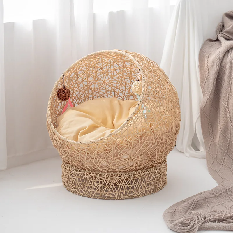 

Customized real rattan weaving nestFour seasons universal cat nest Semi-closed catbed Pet nest Kennel Pet supplies Indonesian