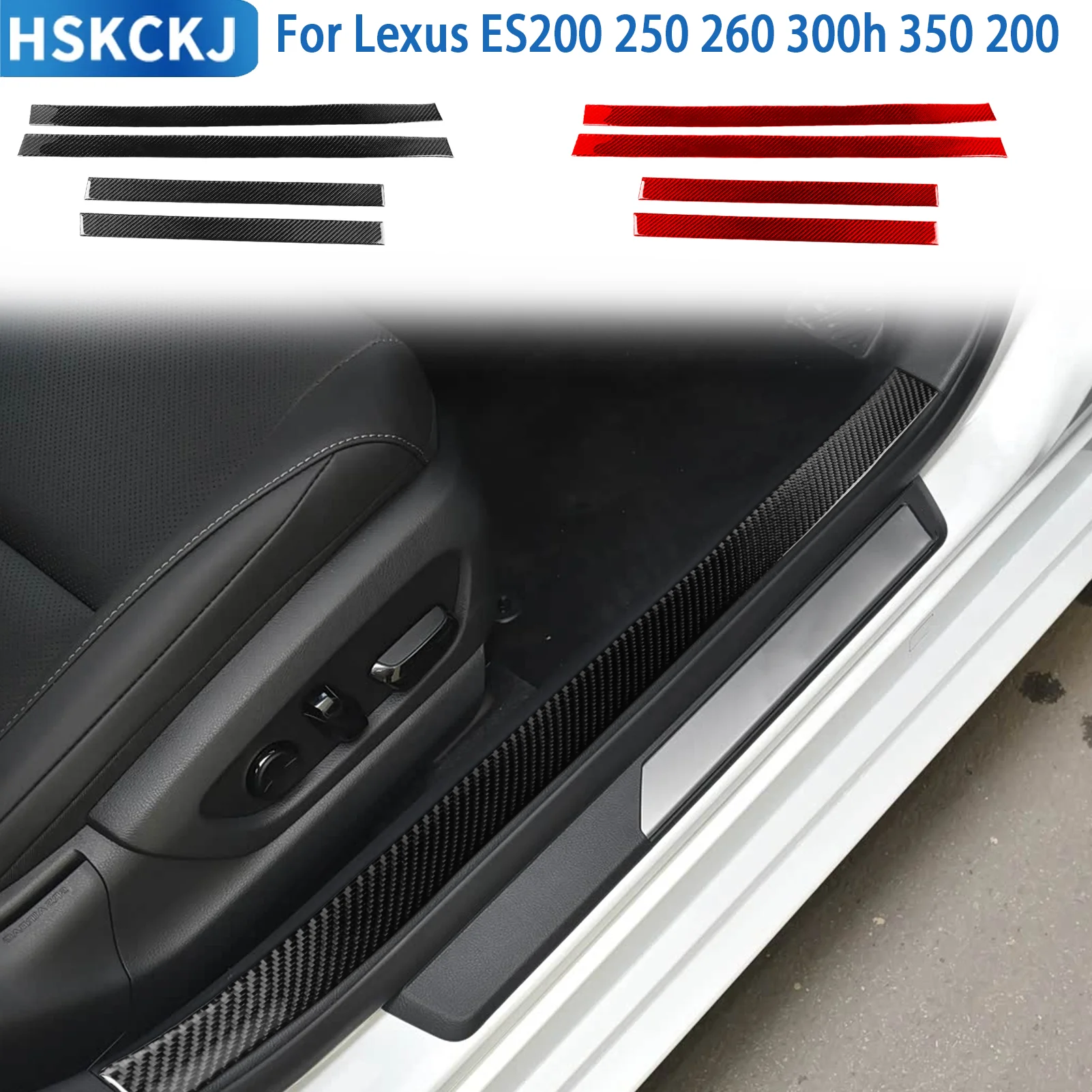 

For Lexus ES200 250 260 300h 350 200 Carbon Fiber Built-in Door Sill Cover Kit Decorative Car Interior Accessories Stickers