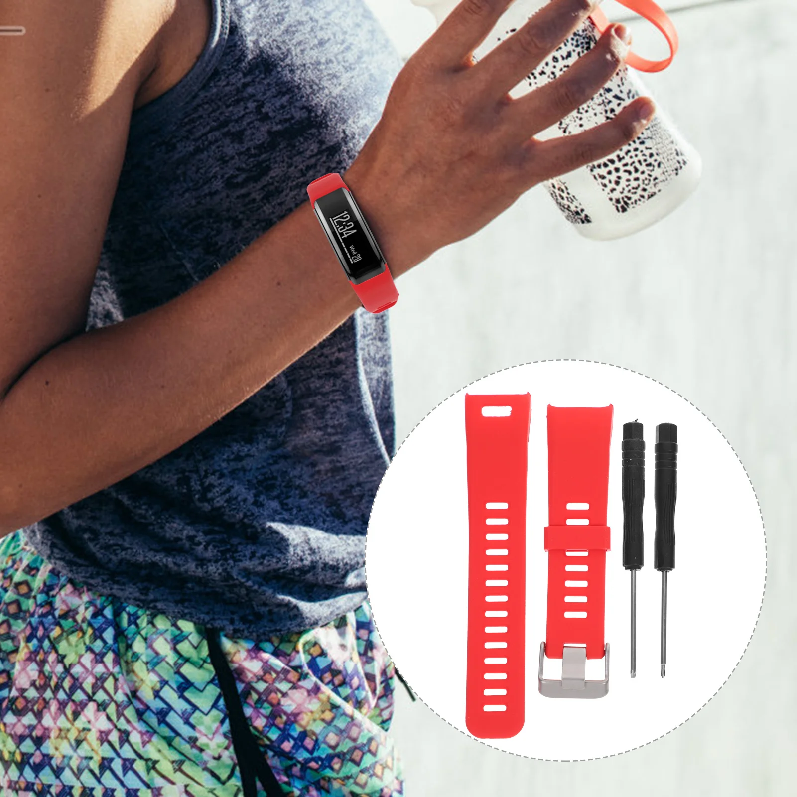 

Silicone Watchband Red Flexible Durable For Hr Replacement Strap Smart Watch Bands Wrist Band For Men Women Rubber Watch