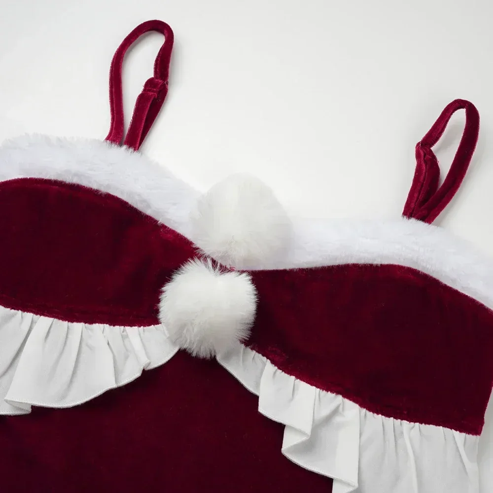 Anime Mädchen Rot Samt Kleid Weihnachten Uniform Outfits Frauen Santa Claus Cosplay Kostüm Neue Jahr Rolle Spielen Nachthemd Unterwäsche