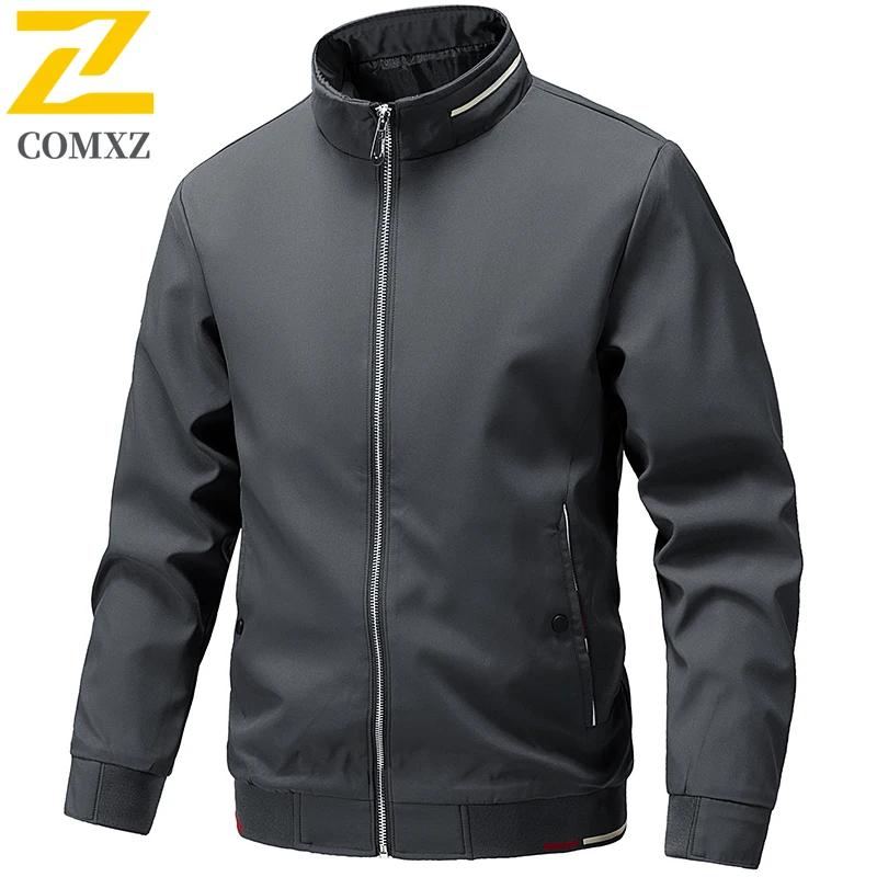 الأعمال الوقوف طوق سترة 2025 ربيع الخريف بلون مقاوم للماء ملابس العمل سترة عادية في الهواء الطلق منتصف العمر ملابس للرجال