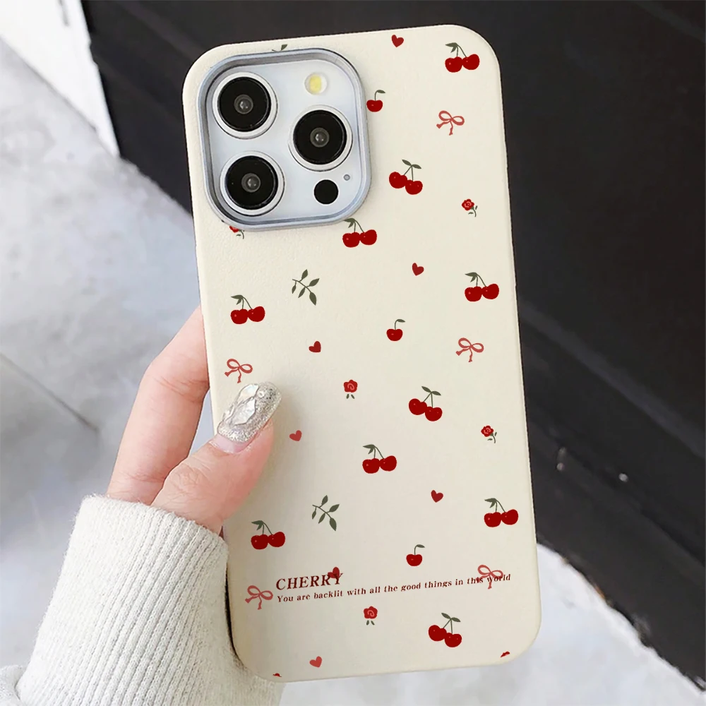 Phone Case For Samsung S25 S24 Ultra S23 S22 Plus FE For Galaxy A55 A56 A54 A57 5G Cute INS Cherry Blossoms CHERRY Print Funda - view 2