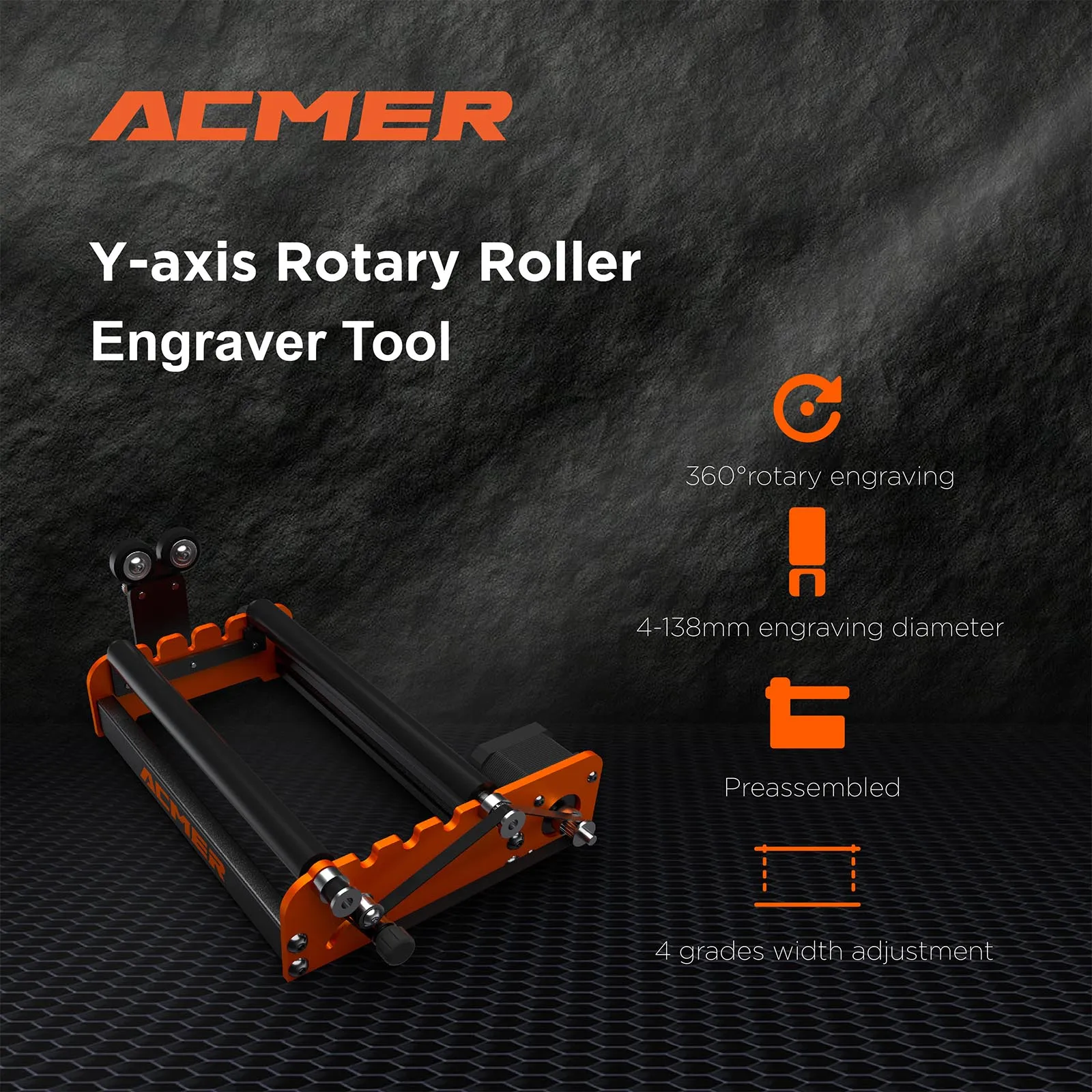 ACMER M2 Laser Rotary Roller Laser Engraver Y-axis Rotary Roller 360° Rotating for 4-138mm Different Engraving Diameter