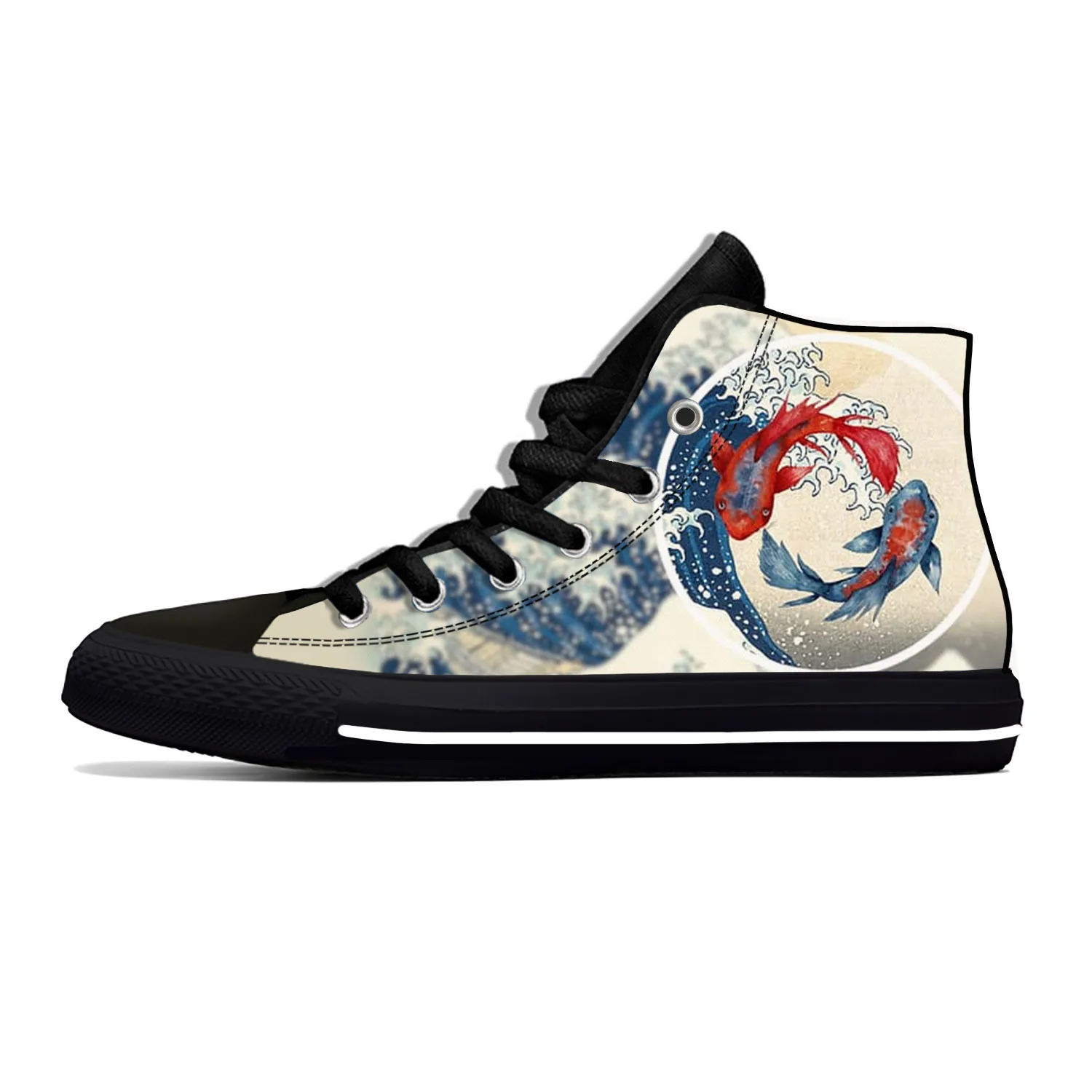 Summer Cool Hot Anime Manga Cartoon Koi Fish Funny Carp Casual Shoes Men Women Latest Sneakers Classic High Top Board Shoes