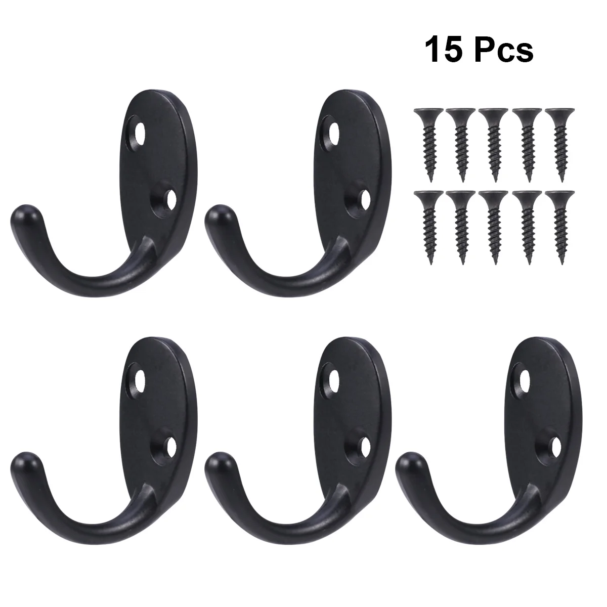 

5pcs Zinc Alloy Black Bathroom Accessories Wardrobe ClothesHooks Kitchen Room HeavyDuty Multifunctional