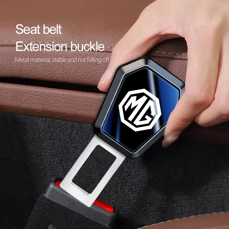 MG Logo Seat Belt Extension Buckle Safety Belt Extender For MG HS ZS MG6 MG4 EV Mulan, Metal Anti-drop Seatbelt Adapter Auto Int