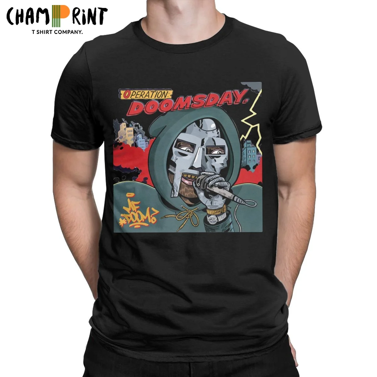 Men's DOOMSDAY MF Doom T Shirts Hip Hop Pure Cotton Tops Amazing Short Sleeve Round Collar Tees Gift Idea T-Shirt