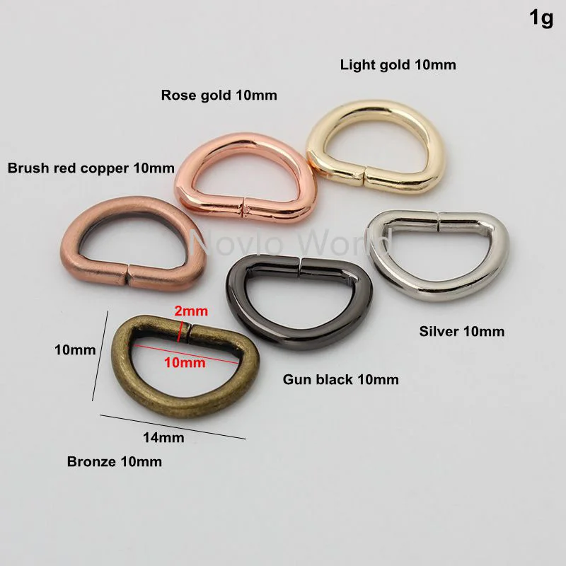 10-50 pieces 2 sizes 10-20mm 7 colors 3/8\'\' 3/4\'\' red copper color d ring for backpack opened d buckles purse accessories