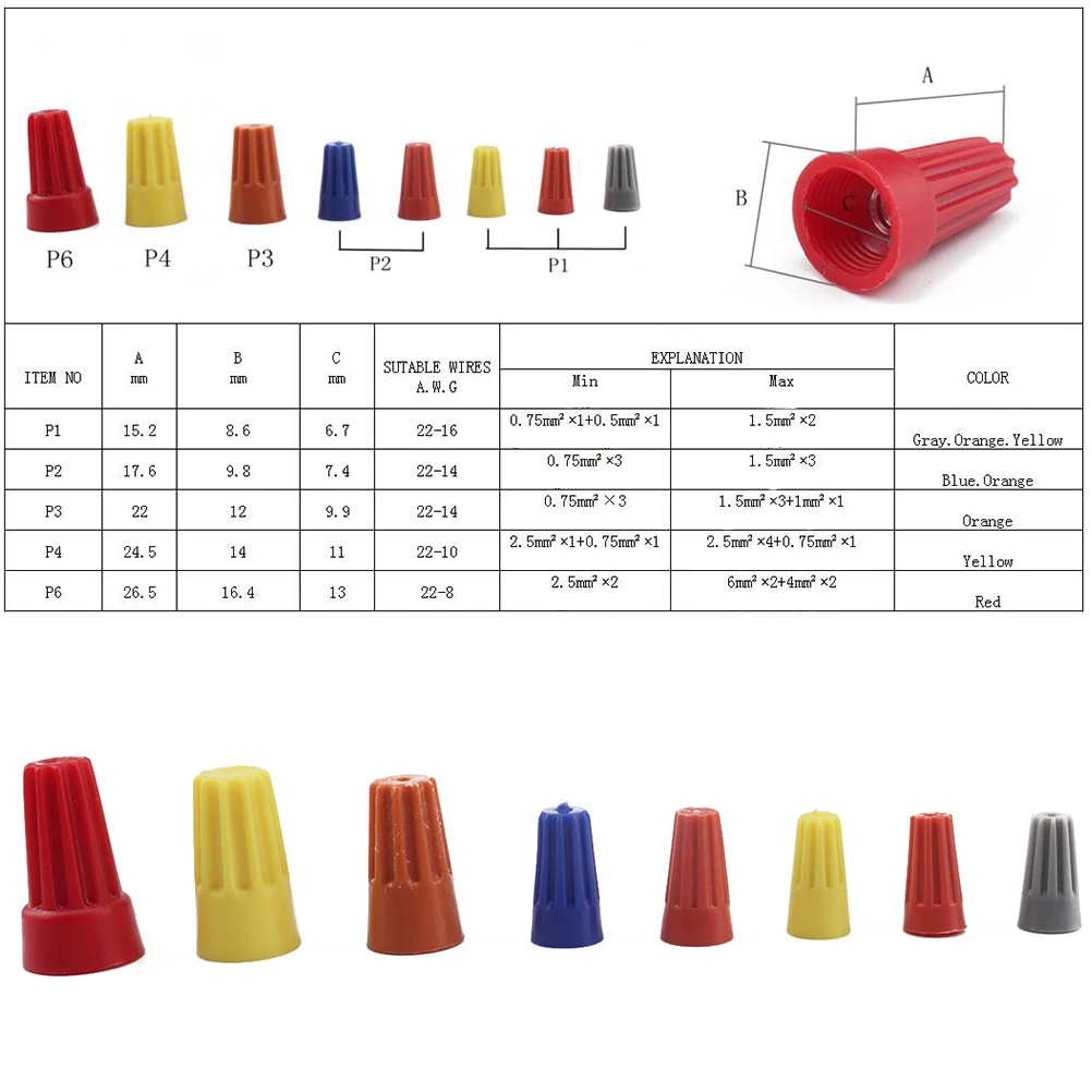 

102 Pcs Connector Set Spring Terminal Nuts Cap Screw Electrical Spring Insert Wire Connector PVC Insulating Reusable Various
