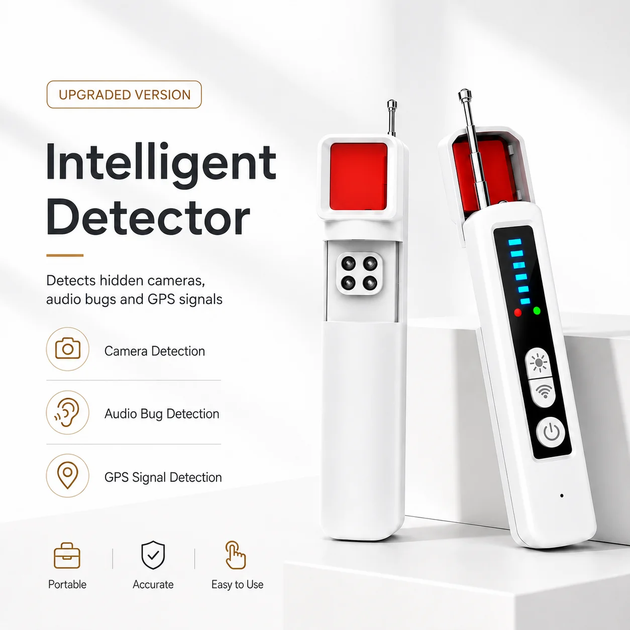 Portable Hidden Camera Detector RF Signal Scanner Anti-Spy GPS Tracker Bug Wireless Listening Device for Hotel ,Travel Security