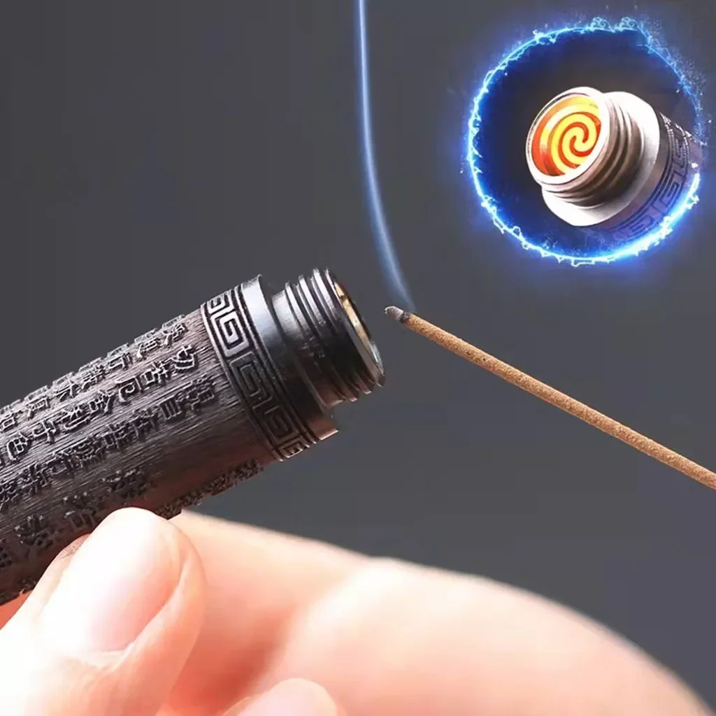 حار بيع تهب يندبروف عديمة اللهب ولاعة إلكترونية التنغستن صغيرة محمولة شحن USB أخف التدخين اكسسوارات الأدوات #6