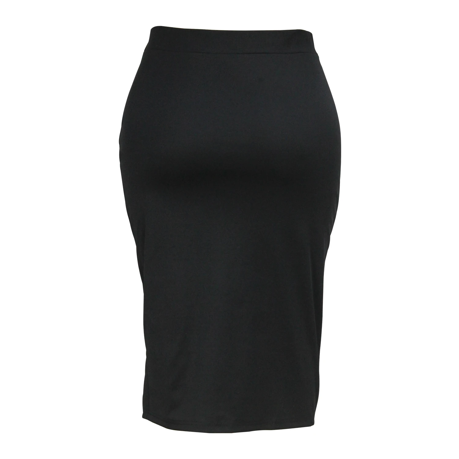 Spring and summer new style elegant wind asymmetric high slit pure black skirt