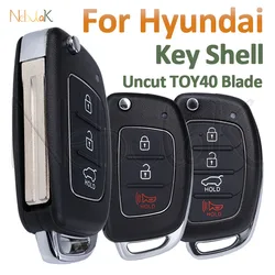 Flip Folding Car Key Shell Cover For Hyundai HB20 Accent Solaris Santa Fe I20 I40 IX35 IX45 Mistra TOY40 Smart Fob Case Housing