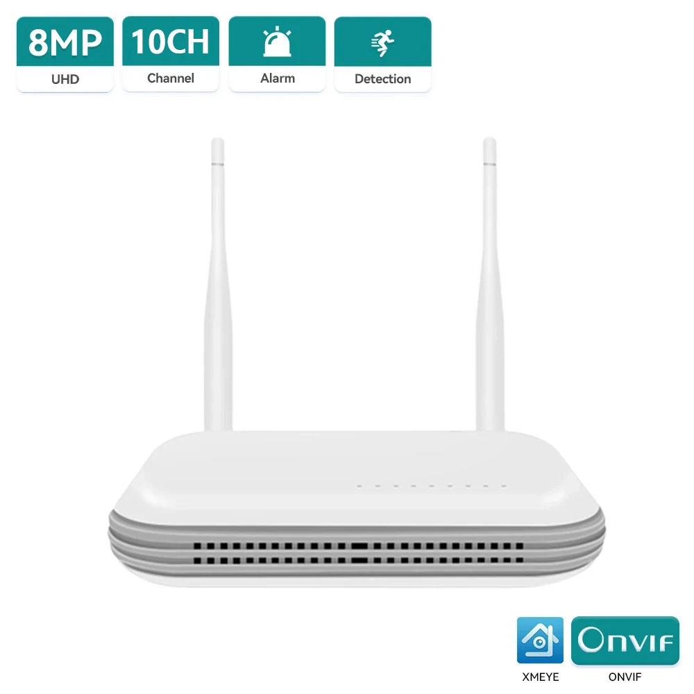 

10CH 5MP/5CH 8MP Wifi NVR P2P H.265 Wireless Network Video Recorder For Wireless Security System TF Card Slot Face Detection