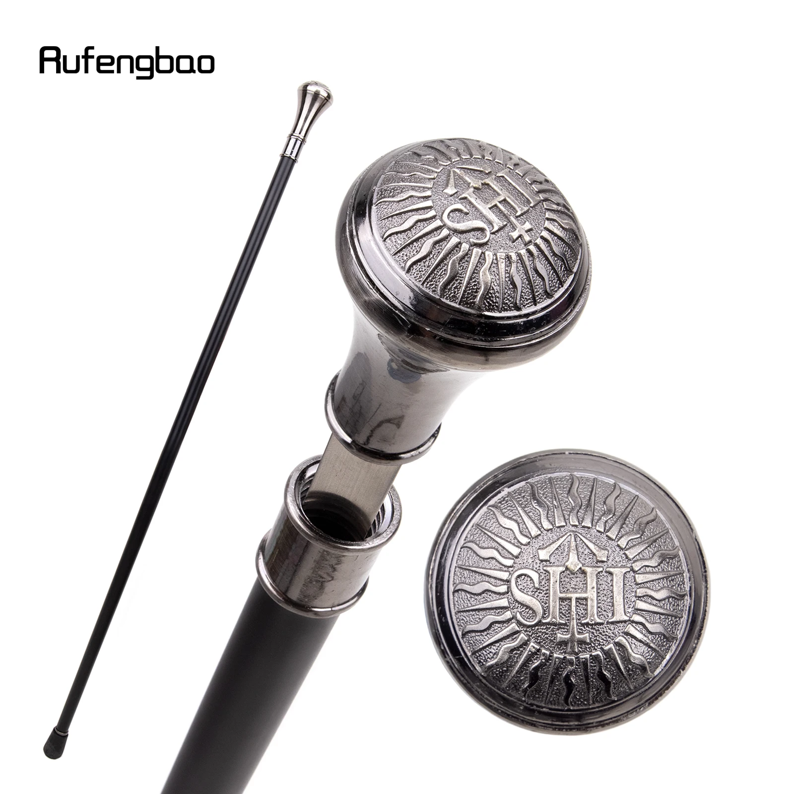 Freemasonry Freemasons SHI Totem Single Joint Walking Stick with Hidden Plate Self Defense Cane Plate Cosplay Crosier 93cm