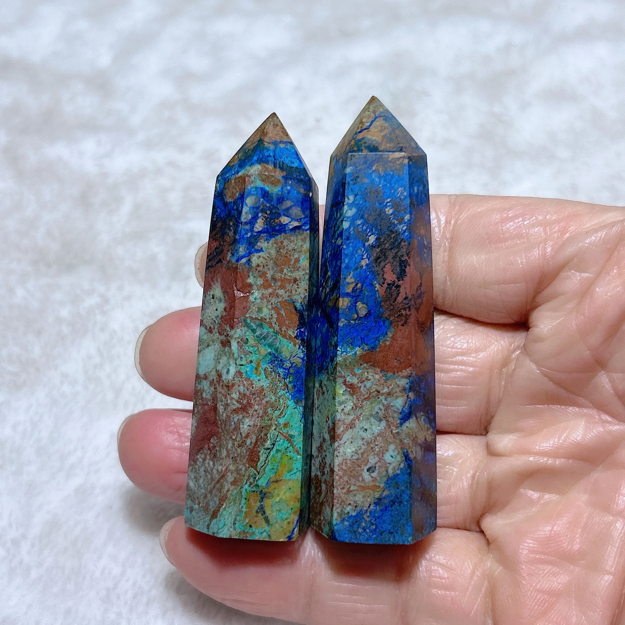 Healing Natural Crystal Azurite Chrysocolla Tower Point Gemstones Mineral Energy Stone Reiki Home