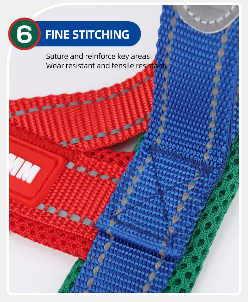 Hunde-Haustier-Brustgeschirr, breites Gurtband, zweifarbig, kontrastierend, vier Seadon-Hundegeschirr, Nylongriff, Outdoor-Hundegeschirr, reflektierend – Detail 11