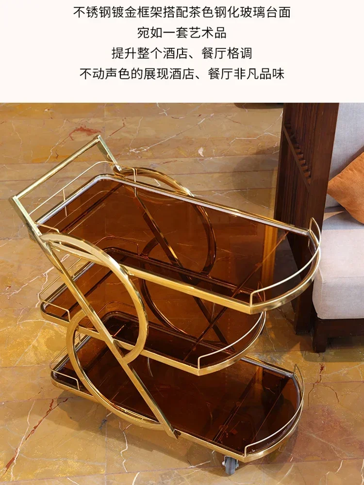 

Wine cart, hotel restaurant, multifunctional service cart cake cart, hot pot, dish delivery, large size.
