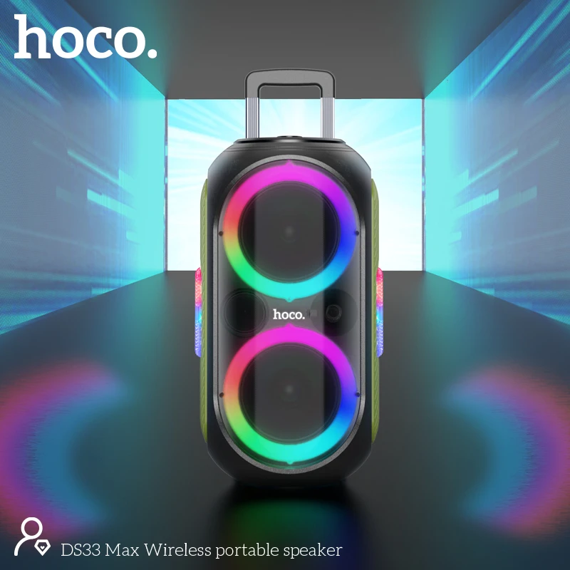 Hoco OEM DS33 Max BT 5.0 100W Double Subwoofer Heavy Bass Wireless Portable Outdoor Speaker