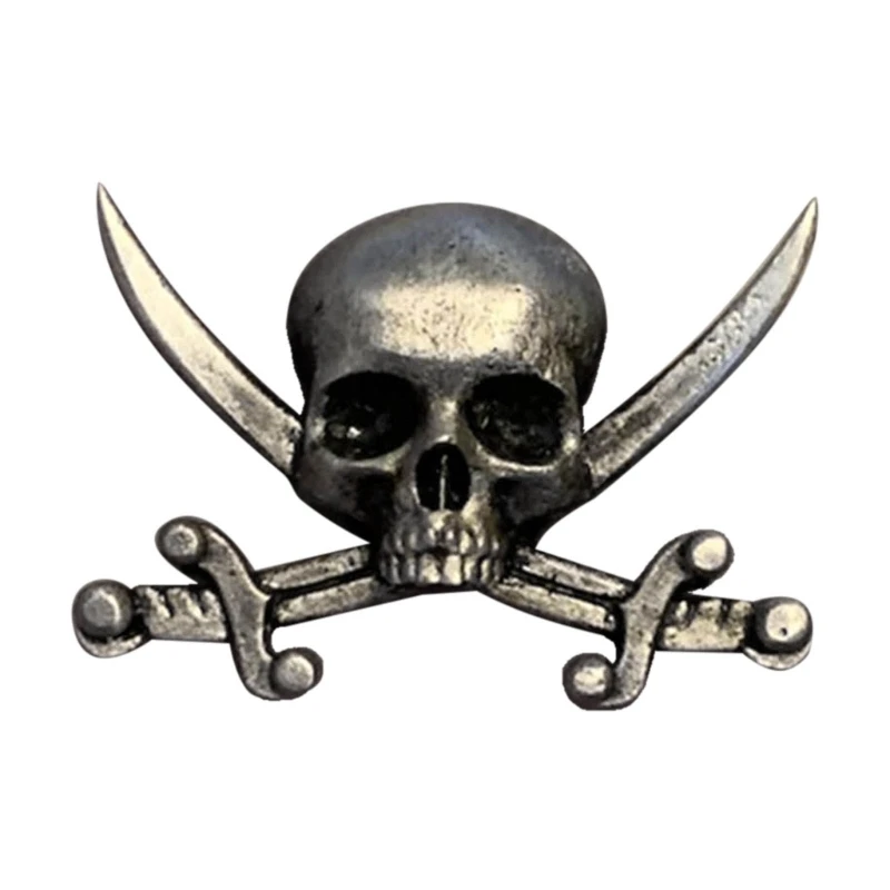 Retro Skull Daggers  Sword Brooch Gothic Horror Skeleton Badge Lapel Pins Statement Metal Brooches Gift for Boys