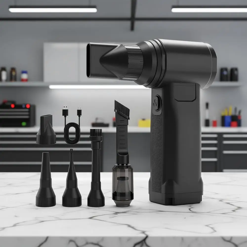 

Электрический воздуходув 300 000 об/мин, 2-в-1 для удаления пыли, 10 скоростей, аккумулятор 20000 мАч и 5 насадок