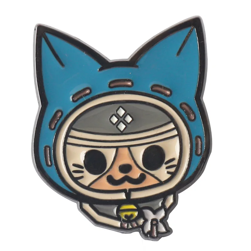 Game Monster Hunter Brooch Anime Cat Wolf And Owl Badge Lapel Unisex Clothes Denim Button Props Gifts image 2
