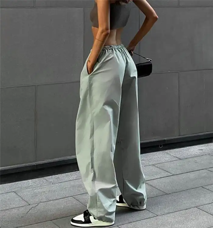 Losse casual cargobroek dames wijde pijpen casual comfortabele straat Sle l taille lange rechte pijpen broek herfstseizoen