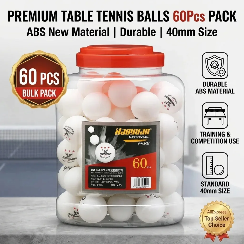 Table Tennis Balls 60Pcs Barrel ABS New Material 40mm Durable Ping Pong Balls For Match Competition And Daily Training Use