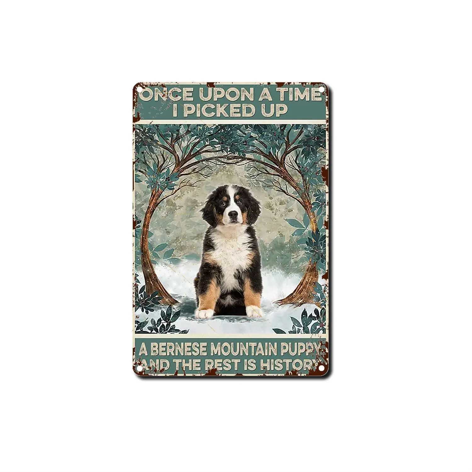 Metal Sign Decor Once Upon A Time I Picked Up A Bernese Mountain Dog Funny Metal Retro Tin Sign for Home Kitchen Farm Garden Wa