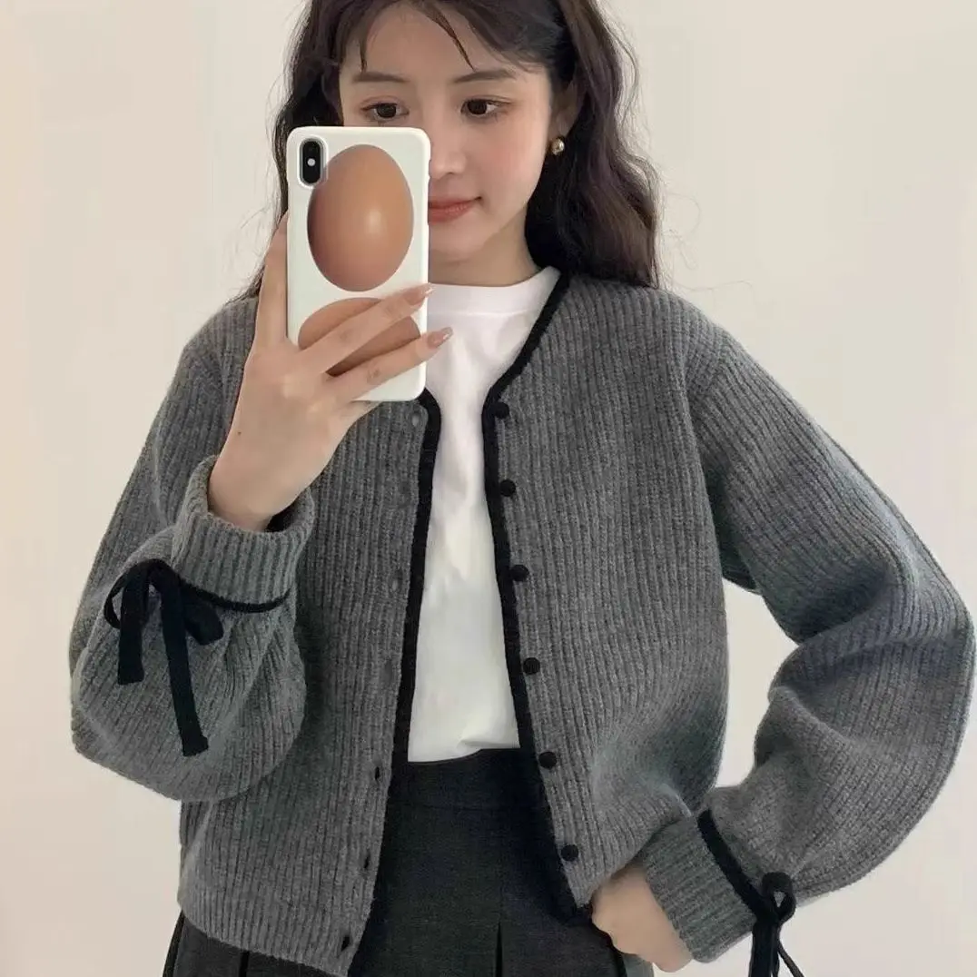

French Retro High-End Knitted Cardigan Women Spring Autumn New Slim Fragrant Short Sweater Jacket Top