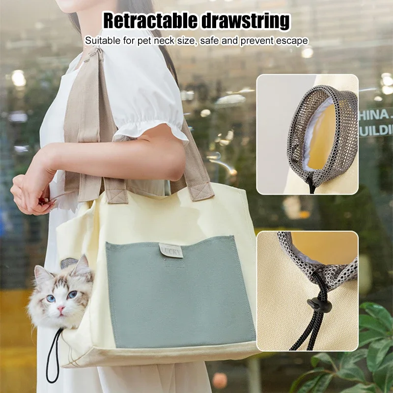 Pet Bag Out INS Portable Cat  One Shoulder Warm Canvas  Portable Dog Small Dog Exposed Cat Bag