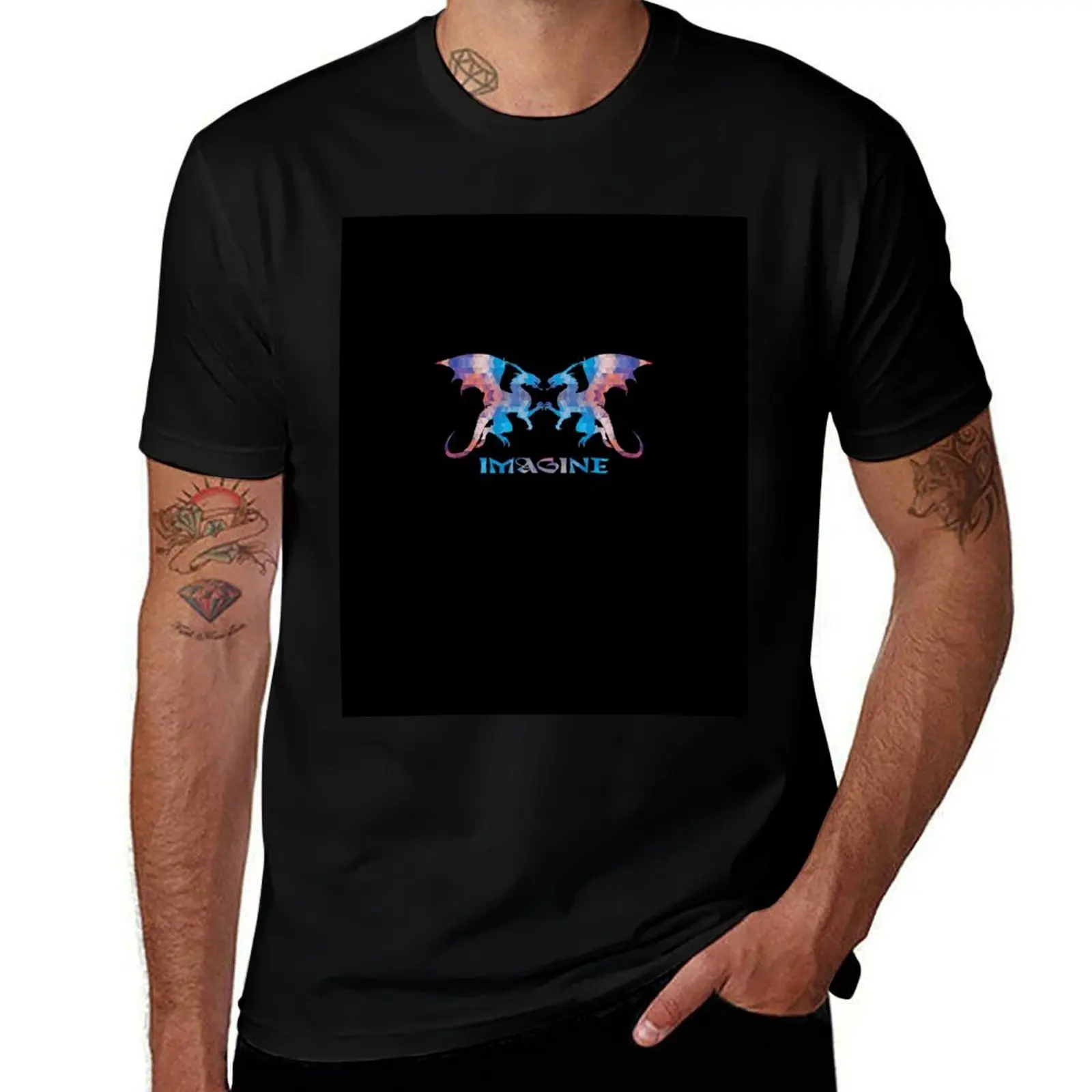 Imagine Fractal Dragons T-Shirt Sweat Resistant Workout Tee Shirt T-Shirt
