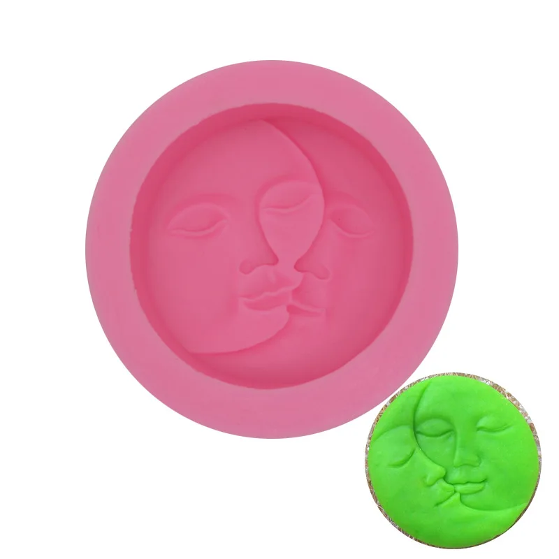 Handmade Soap Mold, Moon Face Round Cake Mould 19-40