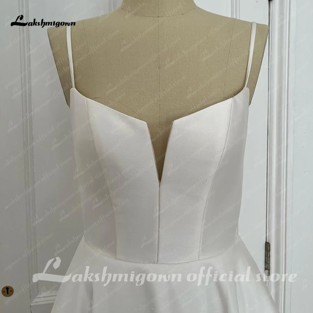 Lakshmigown Abito da sposa in raso Personalizzato senza spalline Abito da ballo lungo fino al pavimento con fiocco Vestido de novias