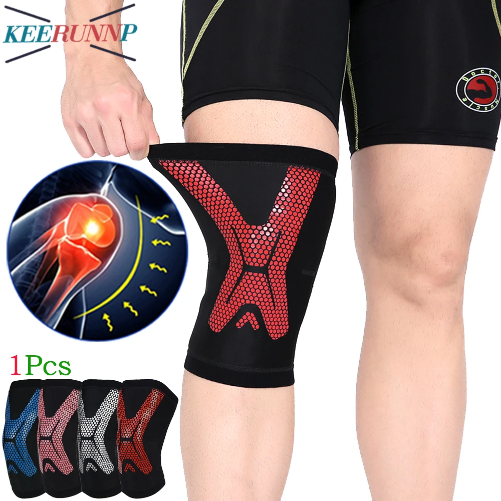 1Pcs Knee Compression Sleeve - Best Knee Brace for Knee Pain for Men Women – Knee Support for Hiking,Joint Pain Relief,Arthritis