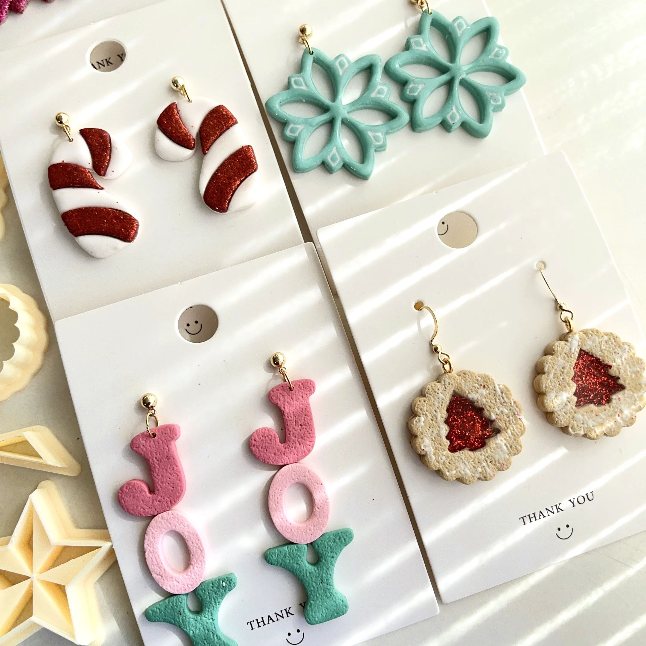 Christmas Polymer Clay Cutters | Winter Clay Cutters | Clay Cutter Set | Clay Cutters for Earring Making | Wreath | Candy Cane |