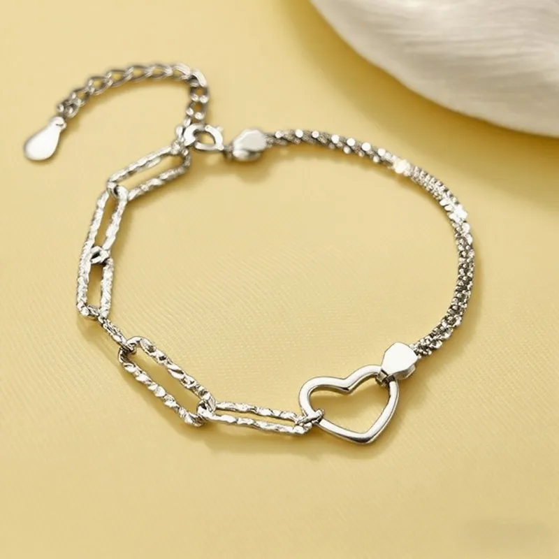 

Изящные браслеты с сердечками из стерлингового серебра 925 пробы для женщин, модные корейские дизайнерские браслеты со звездным небом, романтические ювелирные изделия, подарки