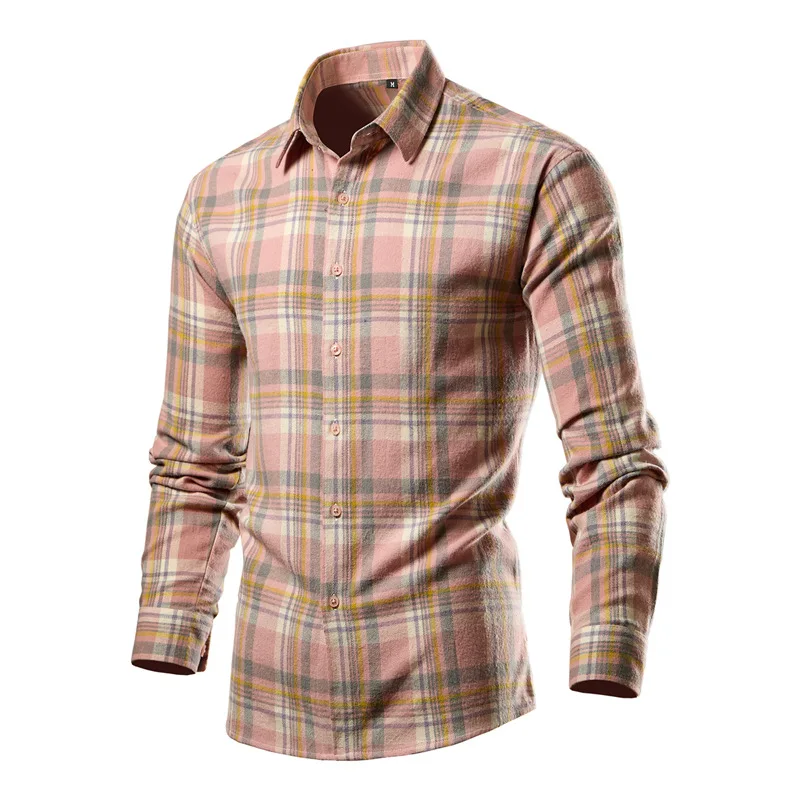 Foreign Trade Men's Fashion Casual Fashion Four Color Plaid Shirt Fashion Casual Men's Shirt Personalized Clothing