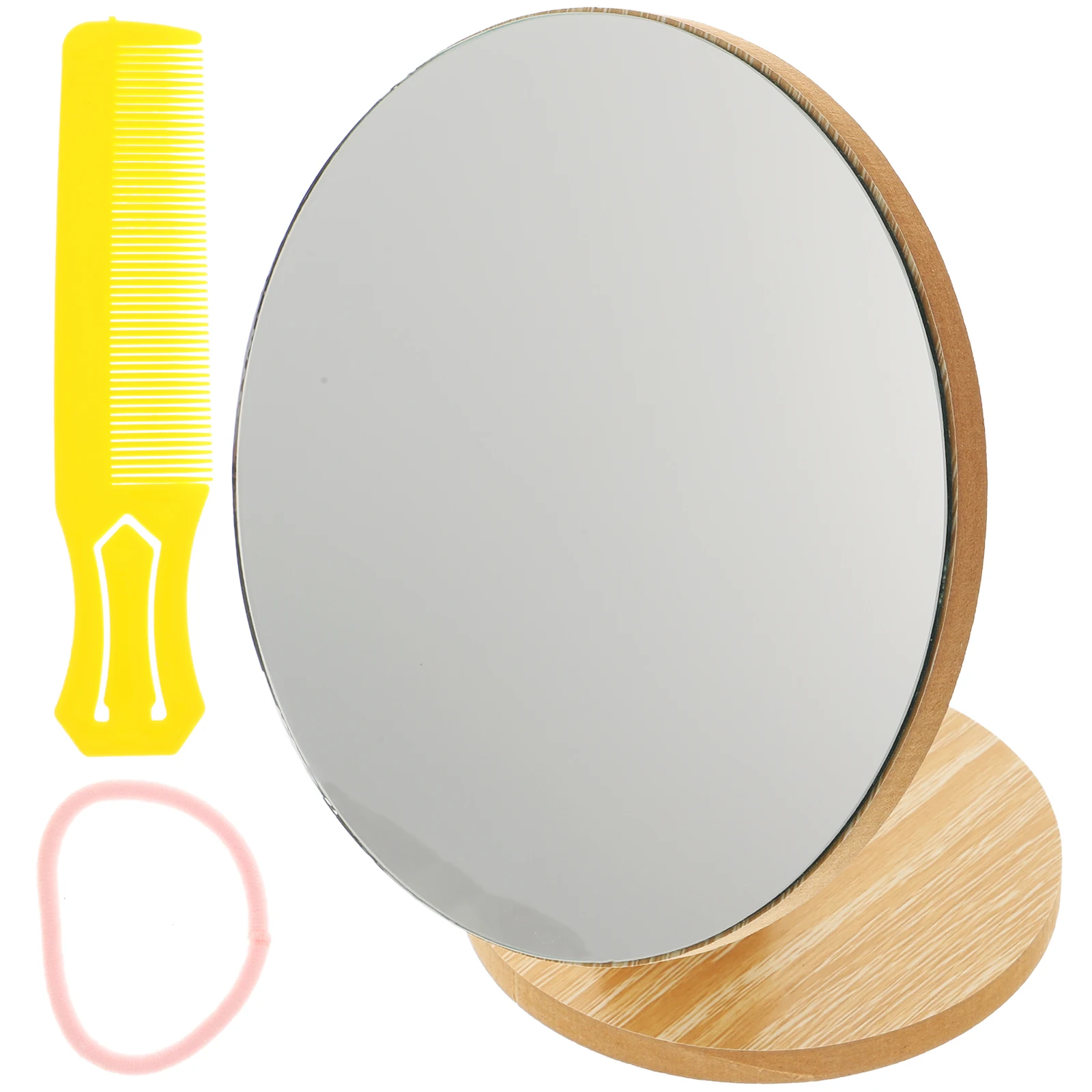 

Rotating Vanity Mirror Bathroom Supplies Desktop Chargeable Wood Wooden Makeup Travel