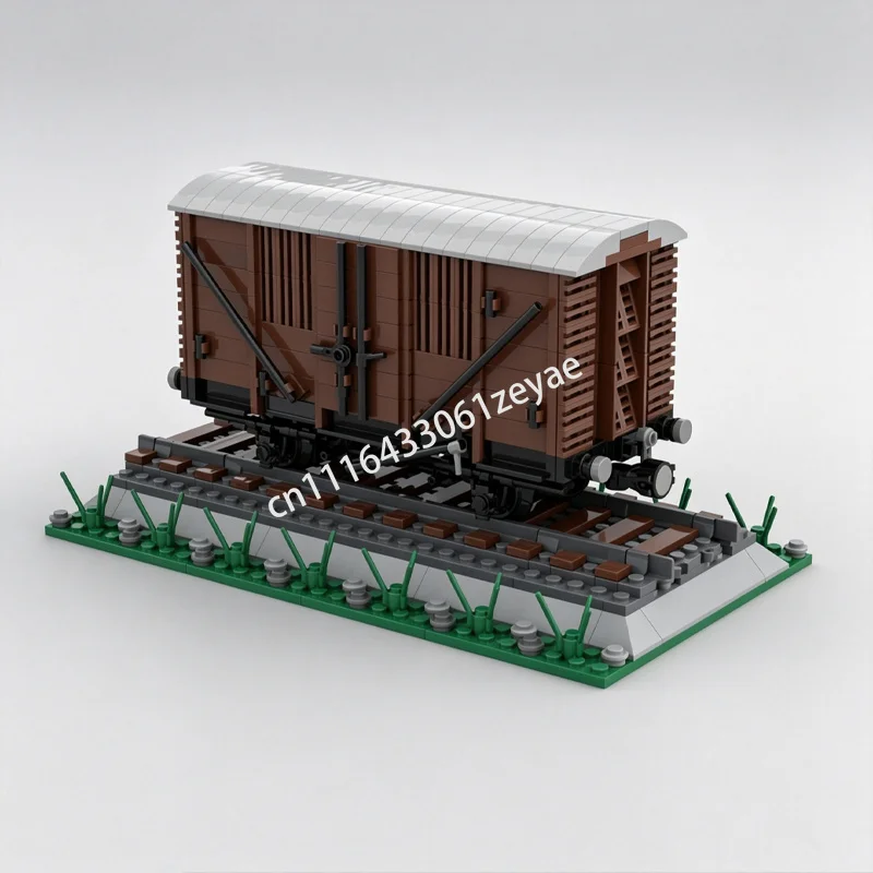NEW 1498PCS Two Vintage Closed Railway Freight Wagons MOC Train Car Model Building Blocks DIY Assembly Collection Display Gift