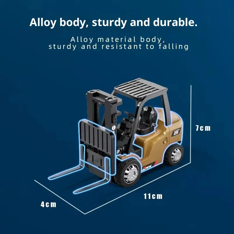 Mobil Rc Mini Alloy Rc Forklift Rc Engineering Cart 2.4g Remote Control Ponsel Model Mobil 1:64 Ornamen Hadiah Liburan Anak Laki-laki Mainan