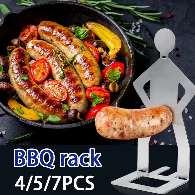 

4-7pcs Fun Hot Dog Sausage Rack Stainless Steel for Grilling Camping Picnicking Outdoor Cooking Grilled Meat