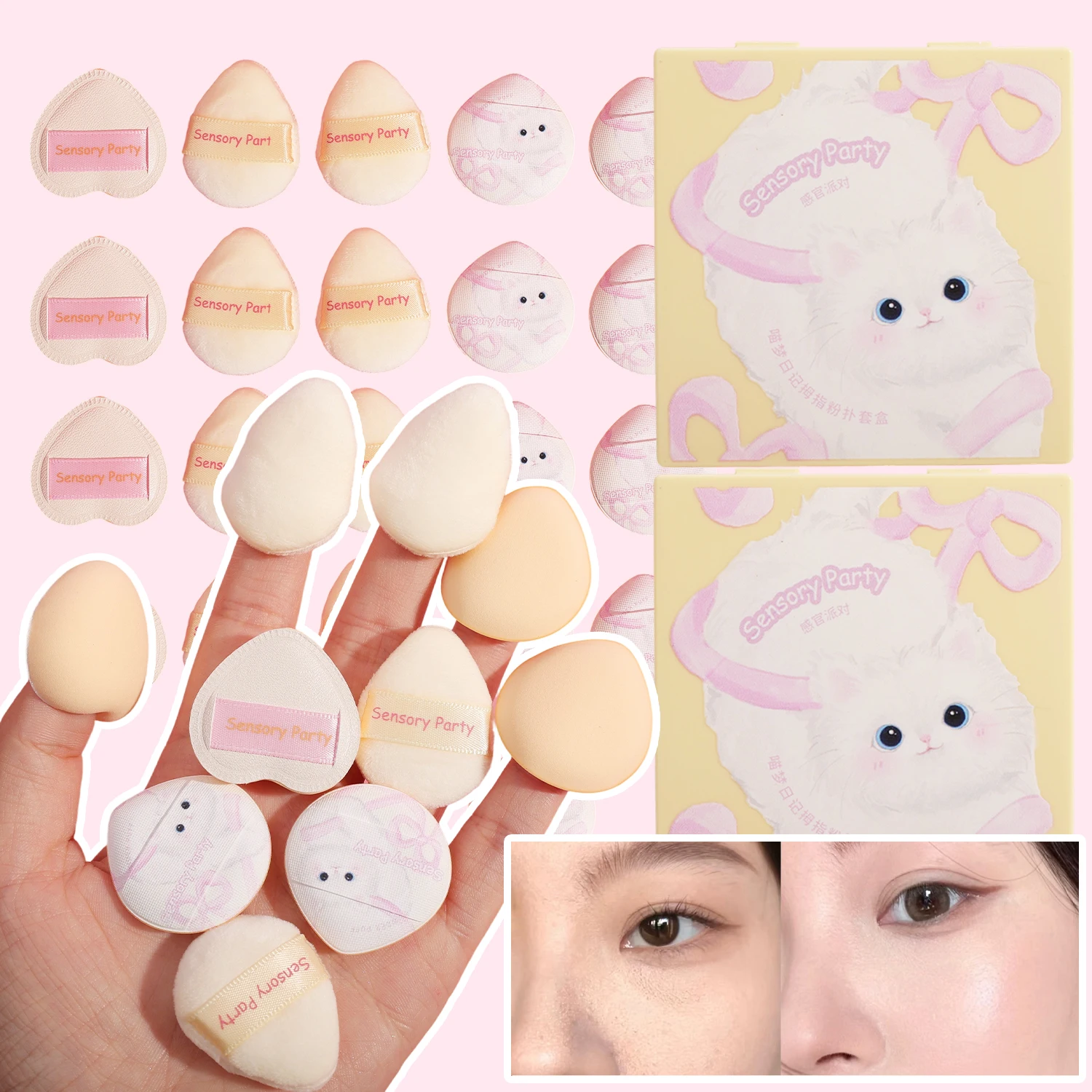 5pcs มินิแต่งหน้าพัฟ Professional Finger เครื่องสําอางค์ Air Cushion ฟองน้ําแป้งพัฟ Foundation รายละเอียด Make Up ฟองน้ําเครื่องมือความงาม