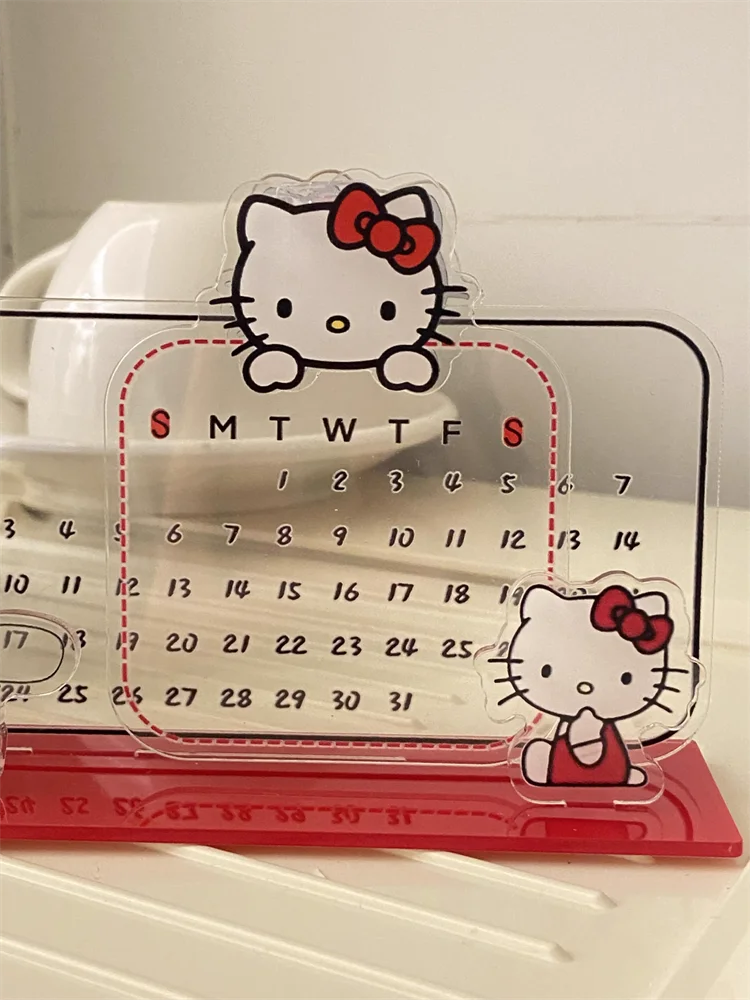 อะคริลิค Sanrio การ์ตูน Hello Kitty ปฏิทินเครื่องประดับ Erasable แผงนักเรียนสอบนับถอยหลังปฏิทินวันหยุดอะนิเมะอุปกรณ์ต่อพ่วง