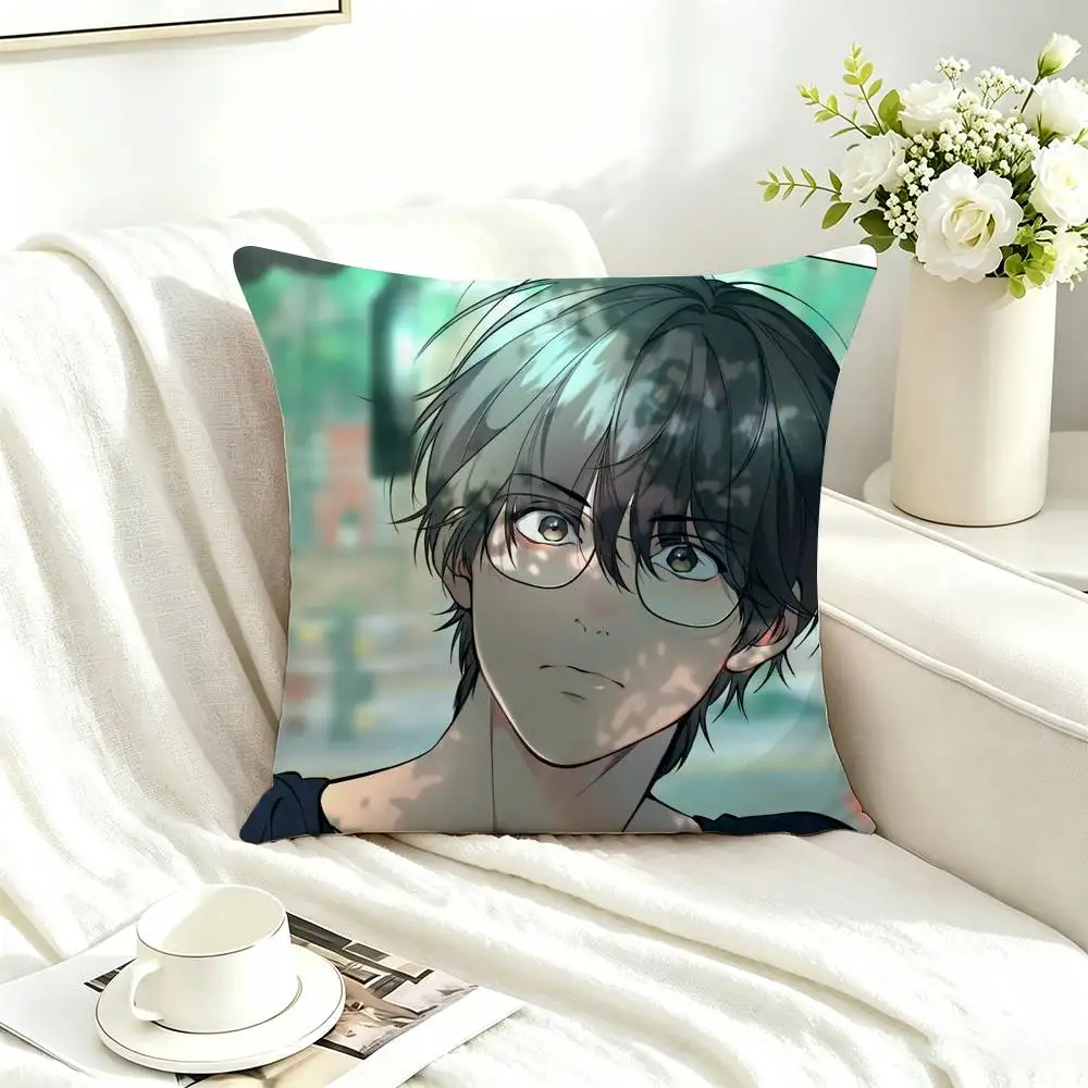 Anime L-Lost In The Cloud boy  Pillow Case Square Double-Sided Sofa Cushion Cover Bedroom Bedside Pillow