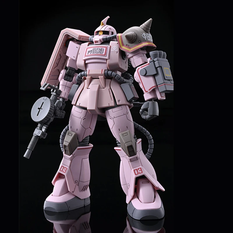 Bandai ของแท้ HG MS-06D ZAKU DESERT ประเภทสีชมพู PANTHER FORCES กันดั้มอะนิเมะ Action Figure ประกอบของเล่นเครื่องประดับของขวัญเด็ก