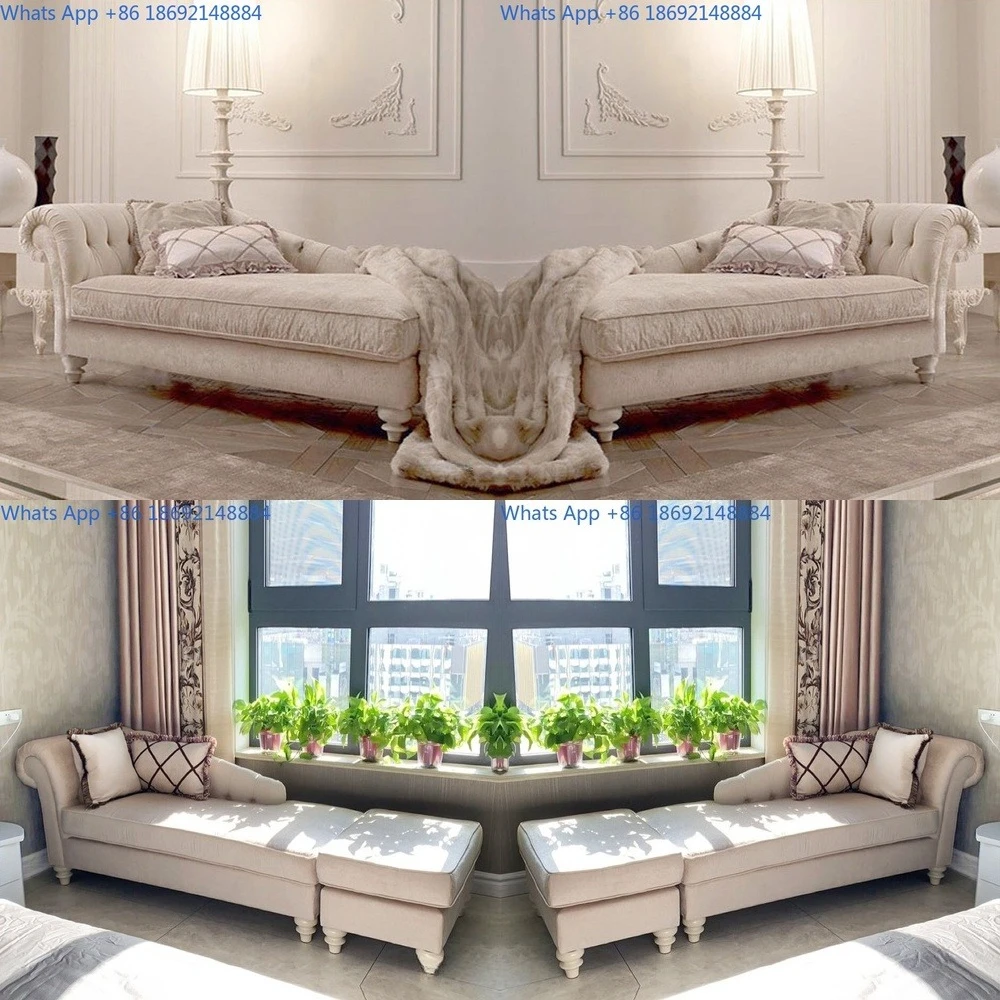 

Elegant European Style Fabric Chaise Lounge Sofa for Small Bedroom Living Room Easy to Clean Relaxation Chair for Balcony