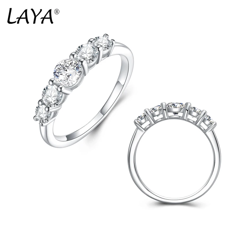 

LAYA Silver 925 Moissanite Engagement Rings 0.4CTBrilliant Diamond Ring Sterling Silver Wedding Band For Women Anniversary Jewel